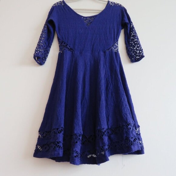FREE PEOPLE To The Point Lace Crochet Swing Dress Violet Purple Boho Festival XS - Picture 9 of 14